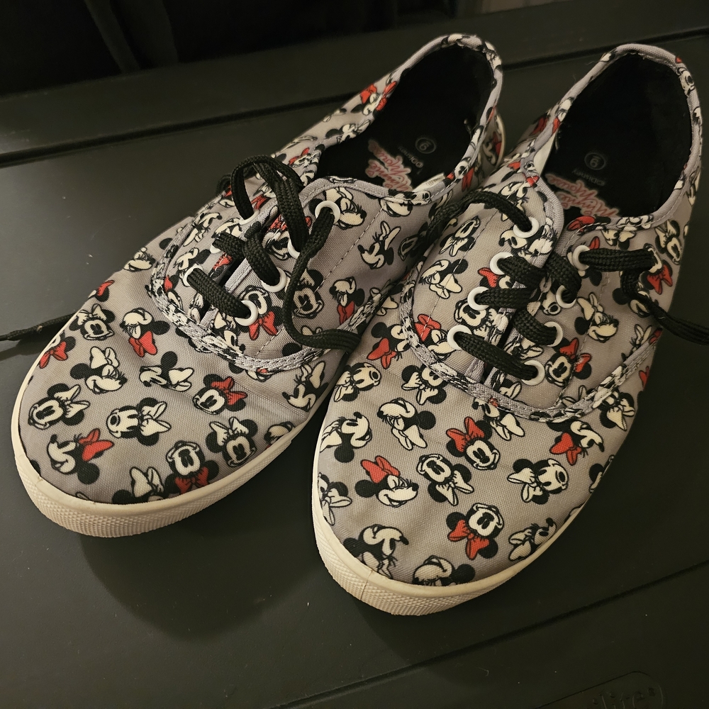 Disney Kids Sneakers - Gray with Mickey & Minnie Design